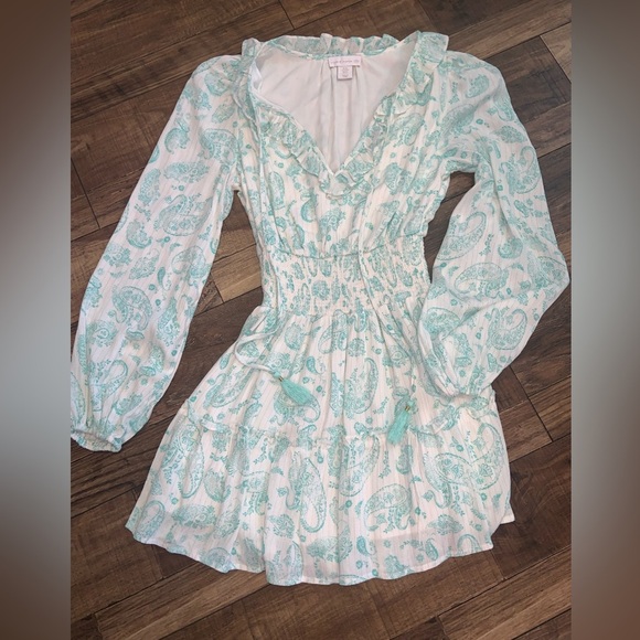 House of Harlow revolve Ajay Blue casual Long Sleeve  Dress $160 boho fall - Picture 3 of 6